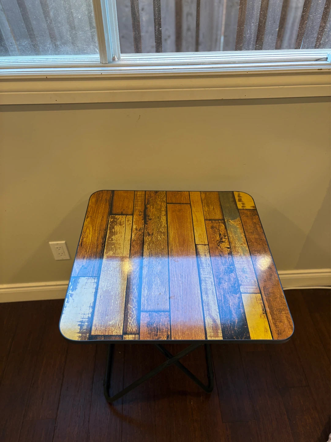 Foldable Side Table with Wood Print - photo 3