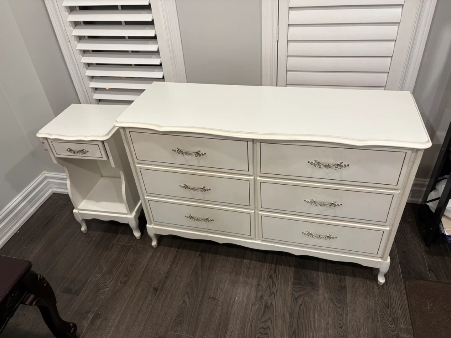 White Dresser with Matching Nightstand