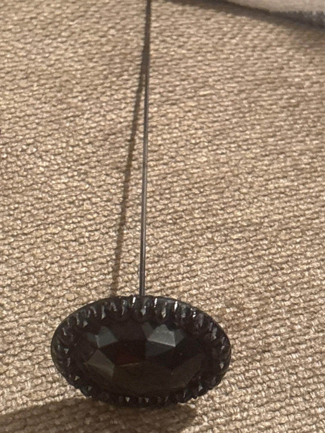 Black jet glass hat pin. Victorian