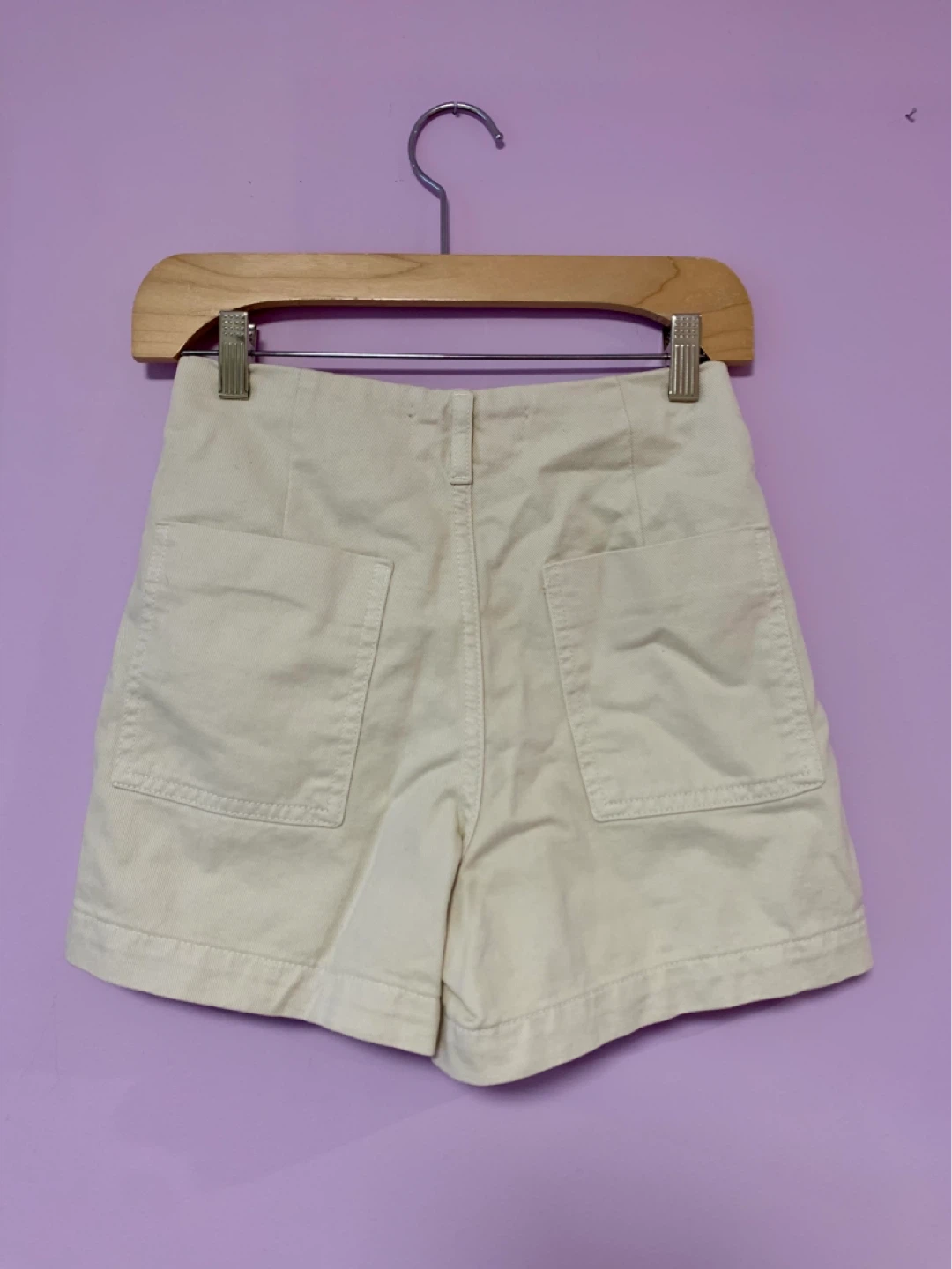 Zara Tan Button Fly High Waisted Shorts - photo 2
