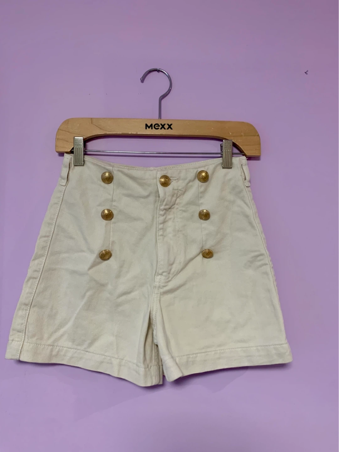 Zara Tan Button Fly High Waisted Shorts