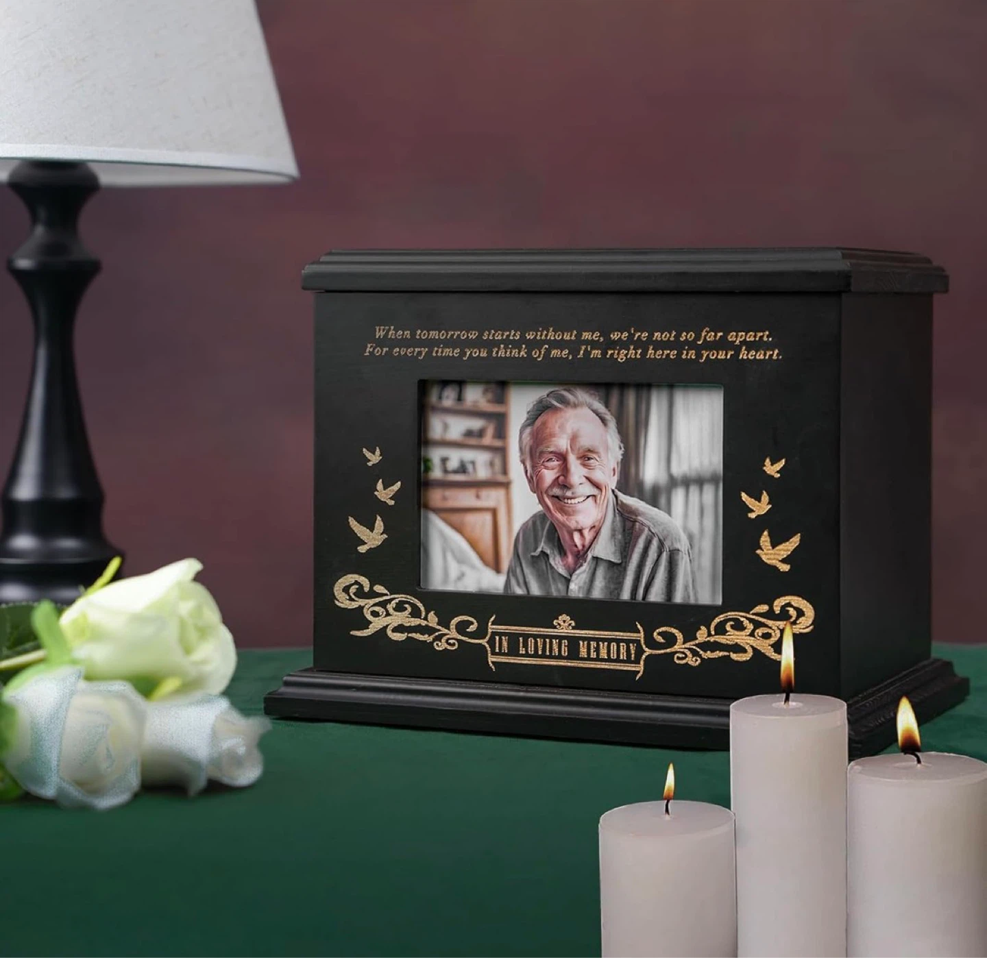Black "In Loving Memory" Urn with Photo Frame - photo 4