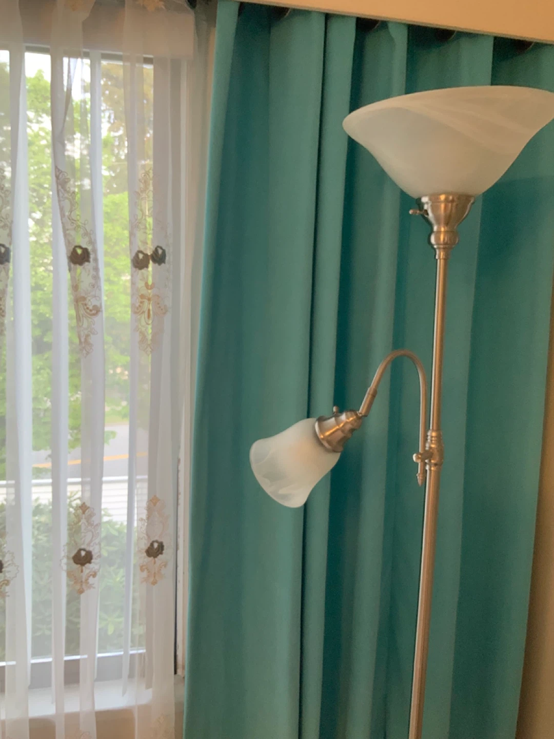 Two Torchiere Floor Lamps with Reading Lights