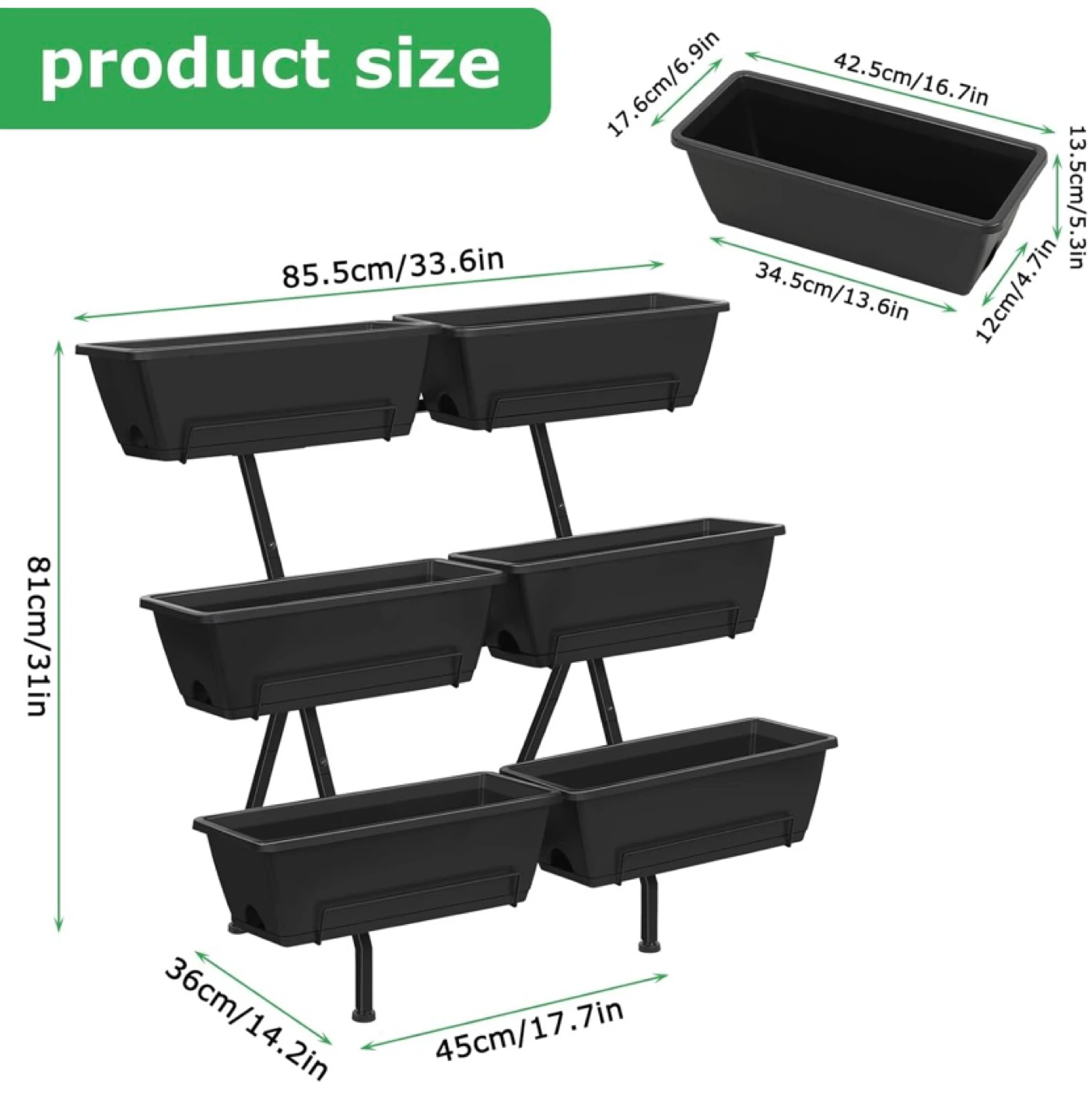 Planter 3 Tier Vertical Raised Garden Bed with 6 Planter Boxes - photo 2