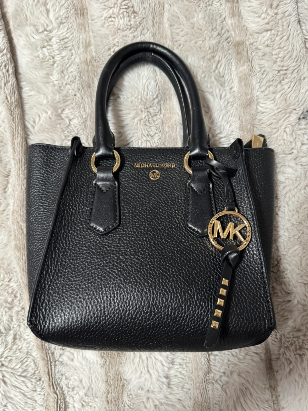 Michael Kors Black Leather Satchel Handbag