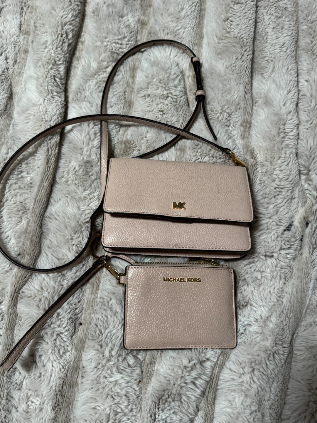 Michael Kors Pink Leather Wallet and Card Holder Set