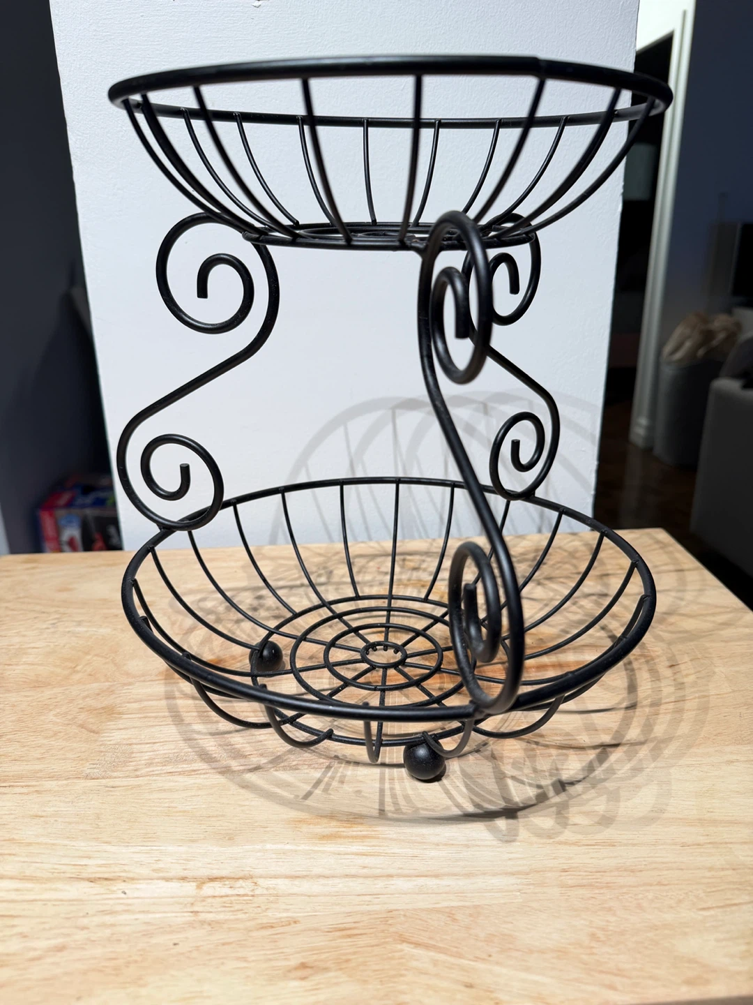 Black 2-Tier Wire Fruit Basket Stand - photo 2
