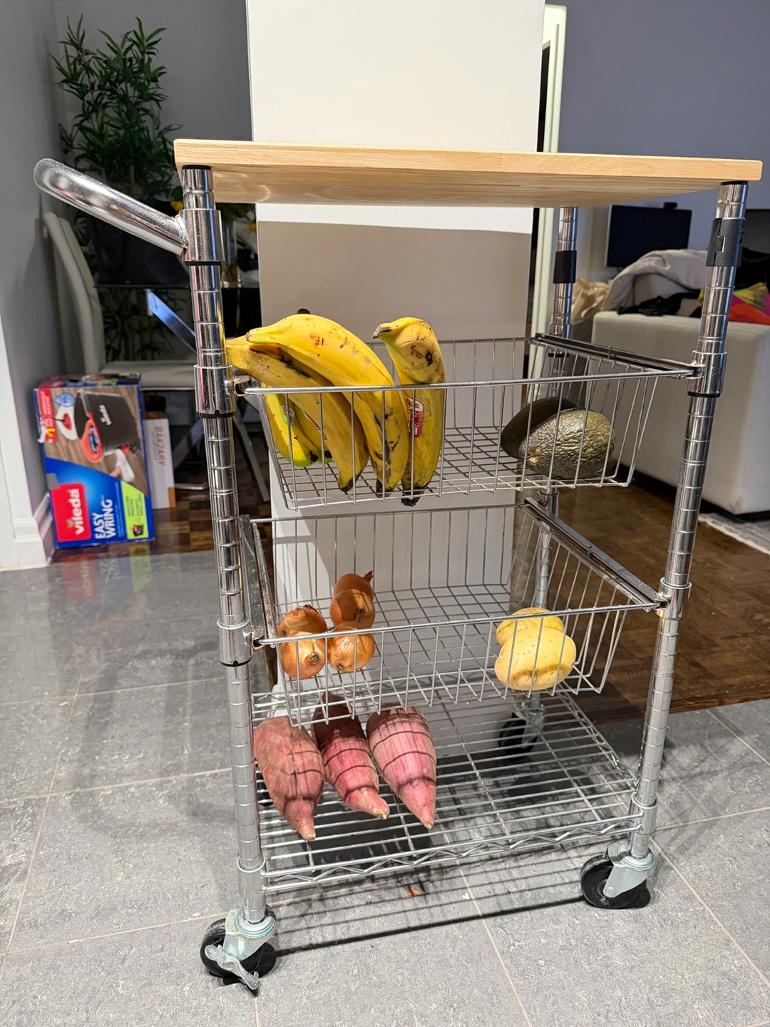 Kitchen Cart with Wooden Top and 3 Wire Baskets - photo 3