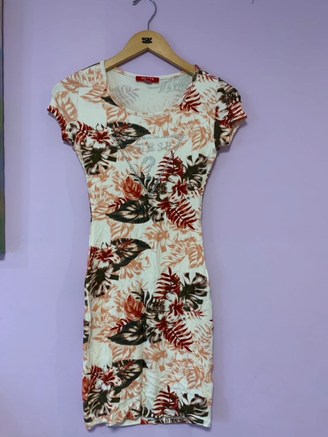 Guess Floral Ribbed Bodycon Dress