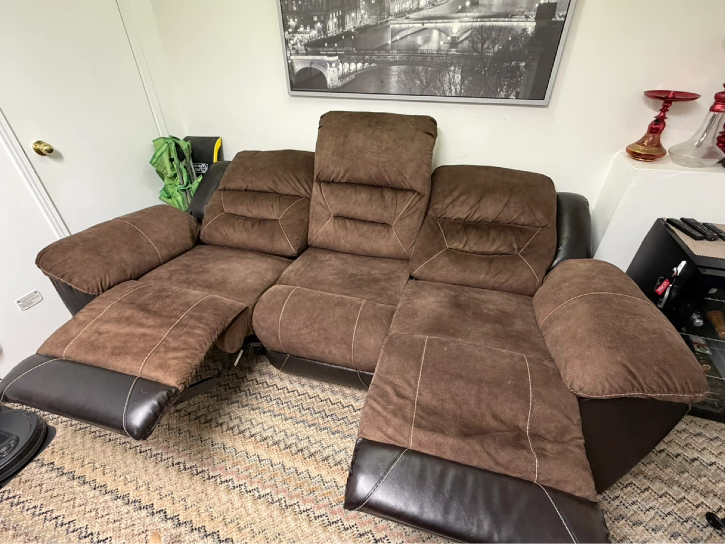 Brown Reclining Sofa - From THE BRICK - photo 3