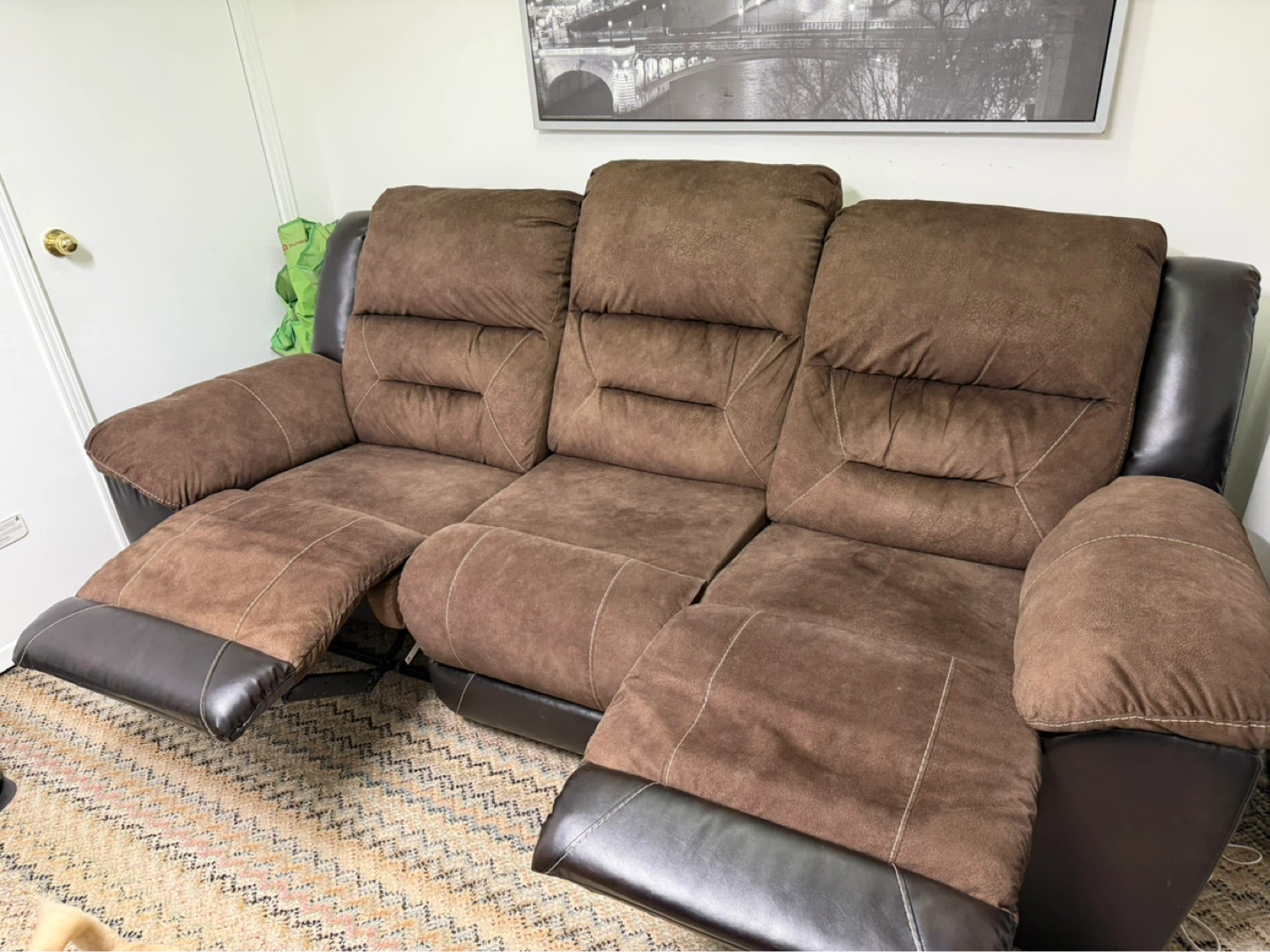 Brown Reclining Sofa - From THE BRICK - photo 2