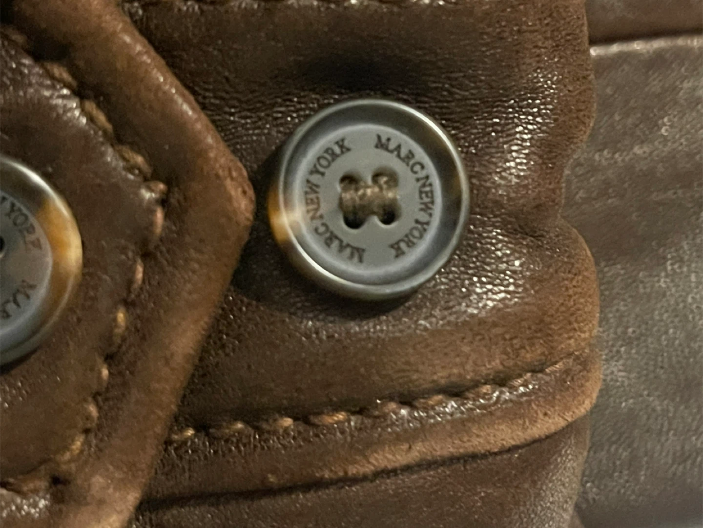 Marc New York brown leather jacket with fur collar size TG - photo 5