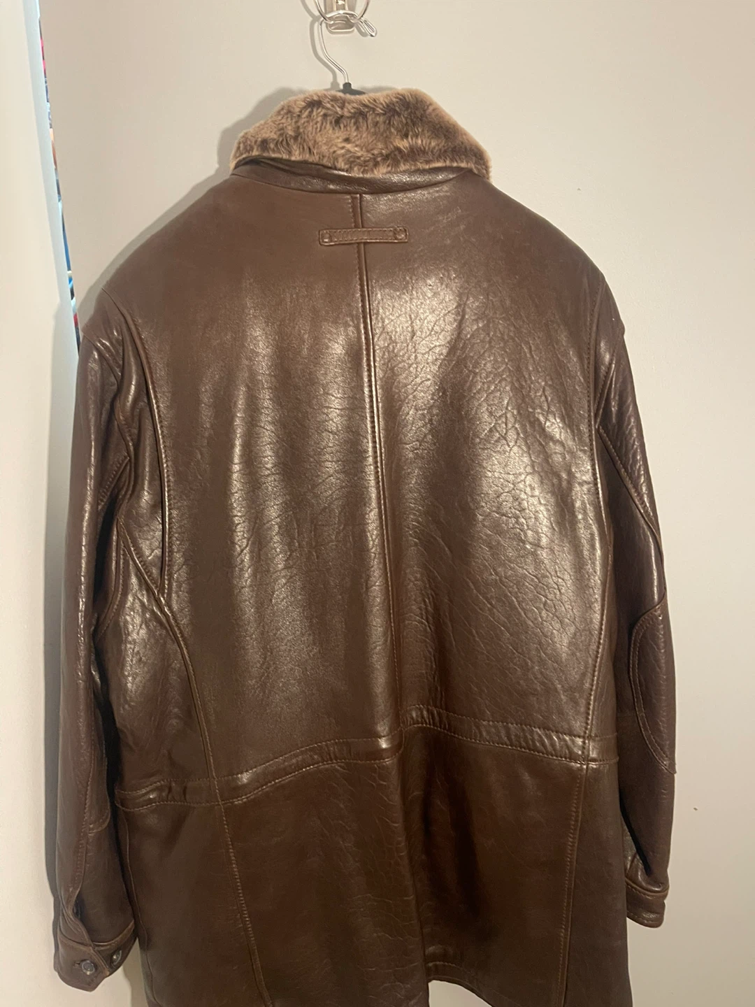 Marc New York brown leather jacket with fur collar size TG - photo 2