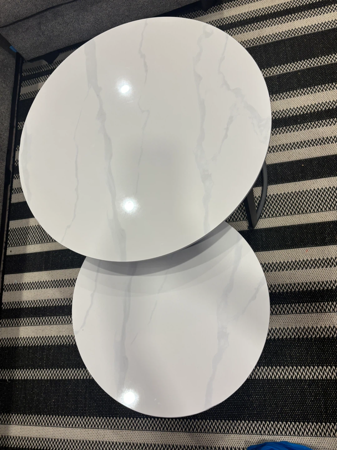 Nesting Coffee Tables - White Marble Top, Black Metal Frame - photo 2
