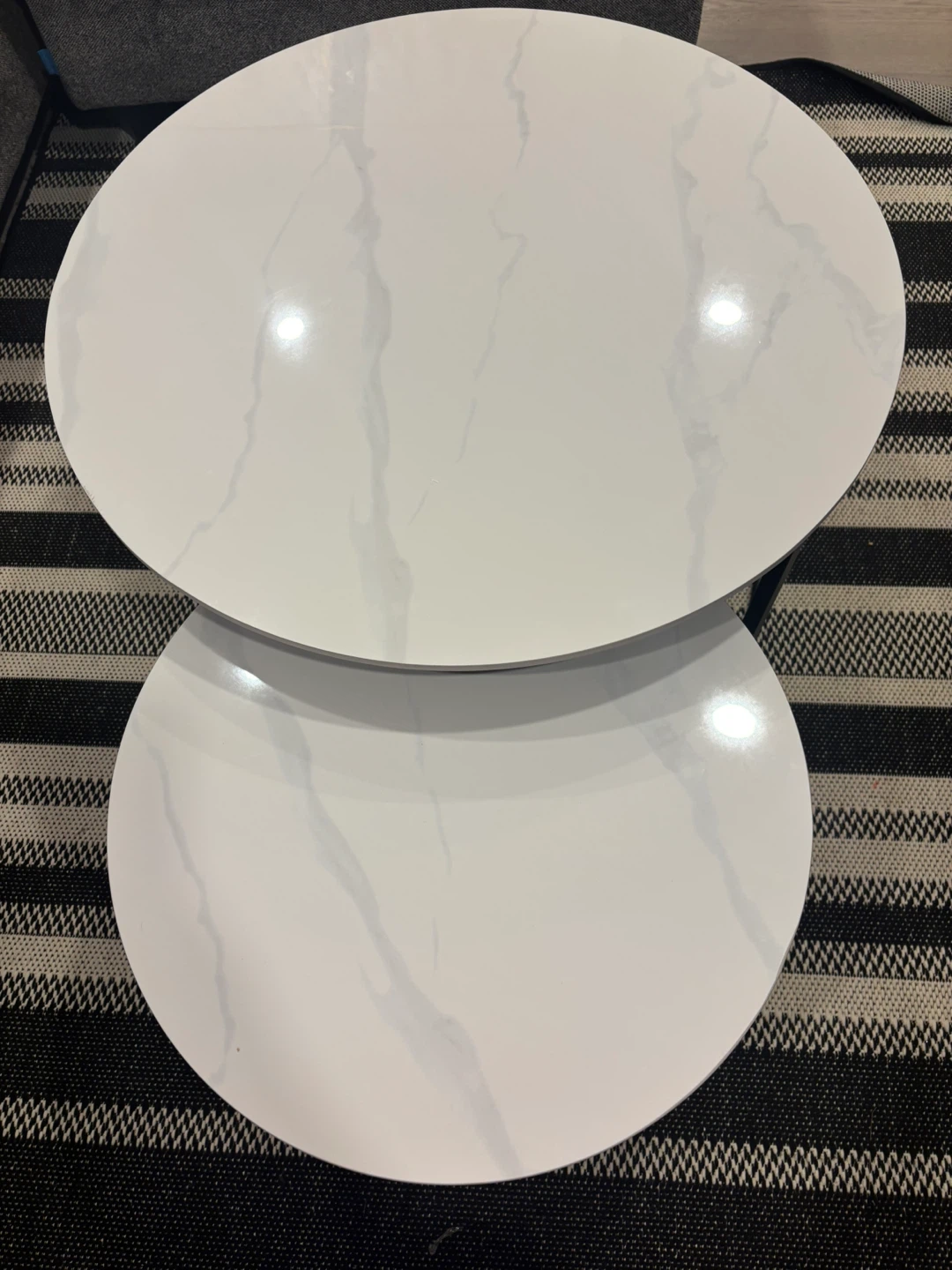 Nesting Coffee Tables - White Marble Top, Black Metal Frame - photo 3