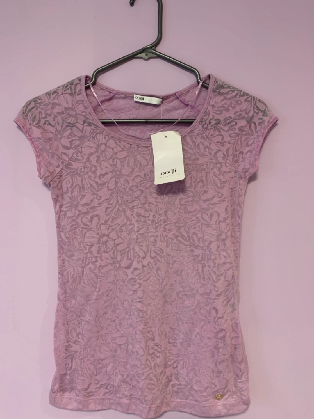 Oodji Women's Floral Print Sheer T-Shirt