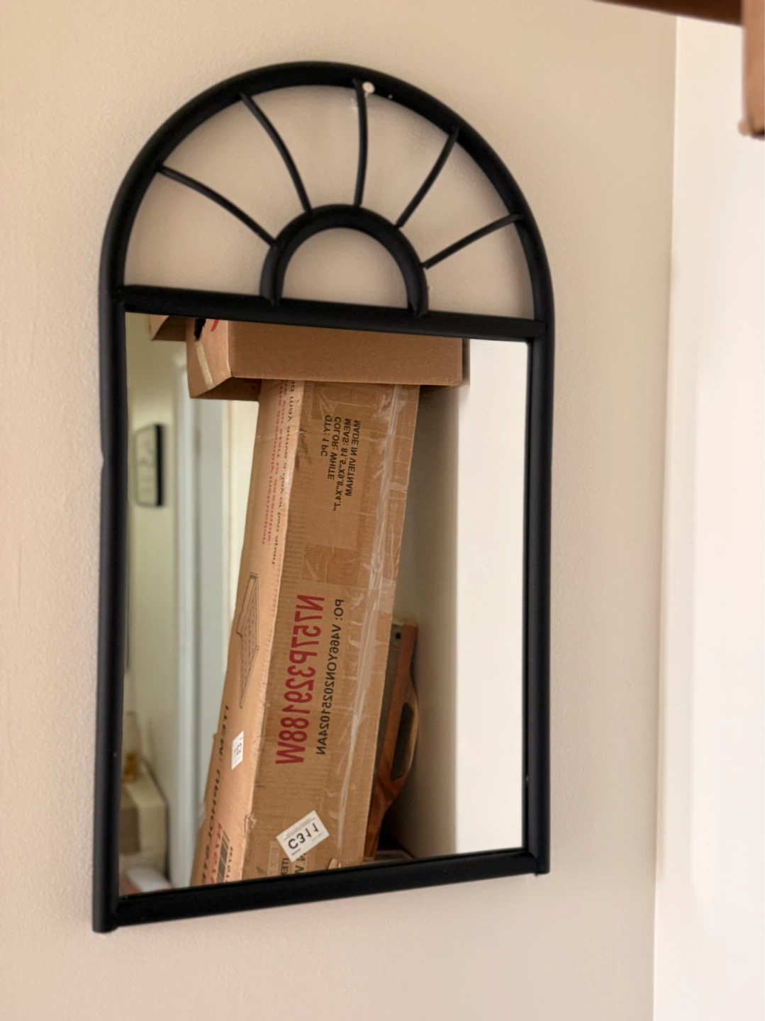 Black Arched Window Pane Mirror