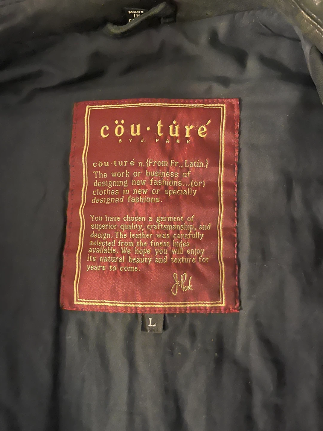 Couture by J. Park Genuine Leather Jacket - Size L - photo 3