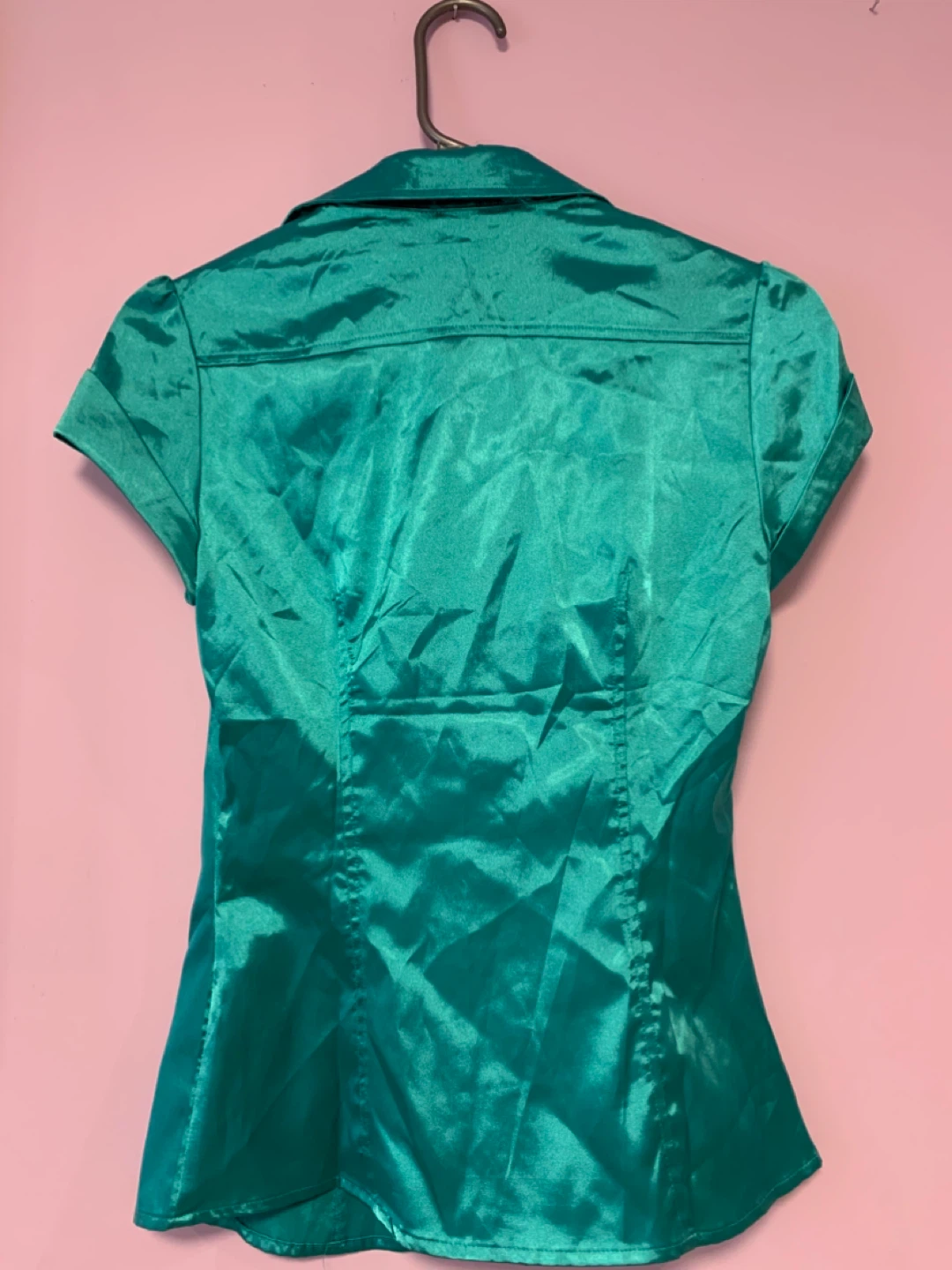 Emerald Satin Blouse - Size XS - photo 2