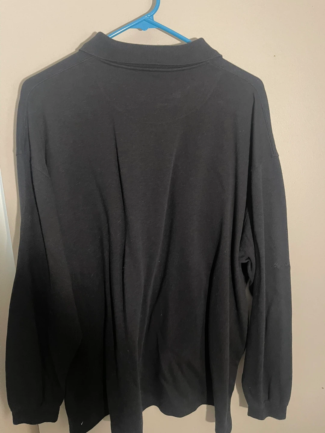 Ben Hogan Long Sleeve Polo Shirt L Black Cotton Silk Blend Golf - photo 2