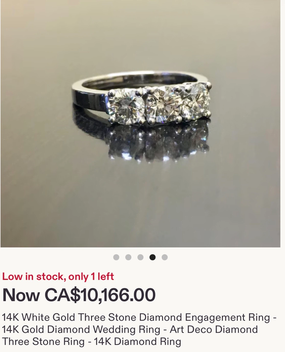 14K White Gold Diamond Three Stone engagement Ring - photo 4