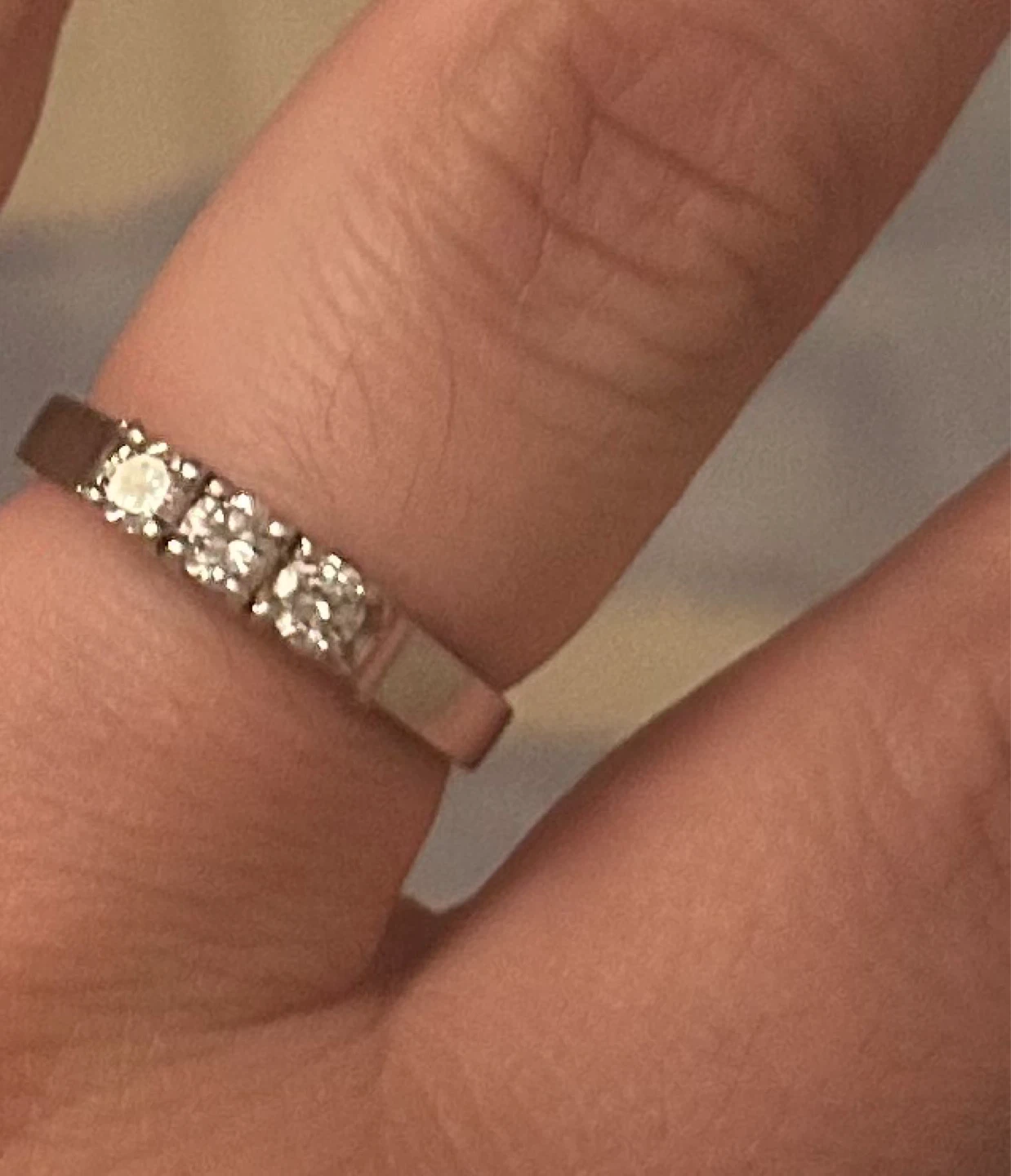 14K White Gold Diamond Three Stone engagement Ring - photo 2
