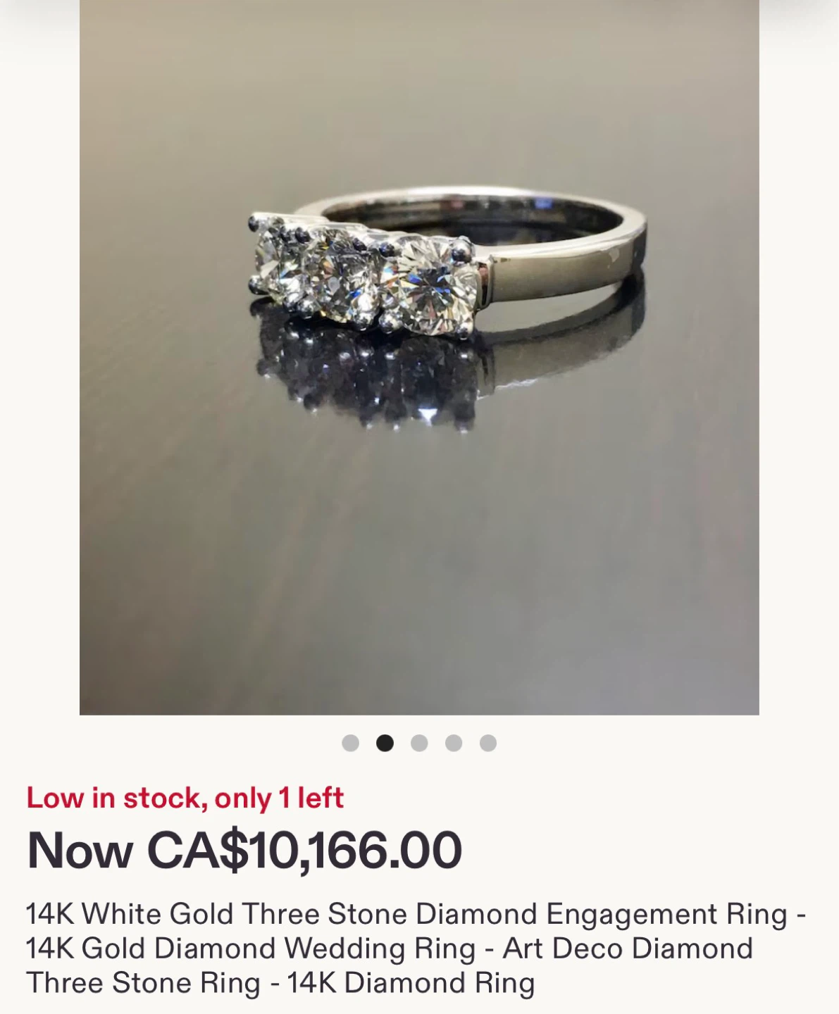 14K White Gold Diamond Three Stone engagement Ring - photo 5