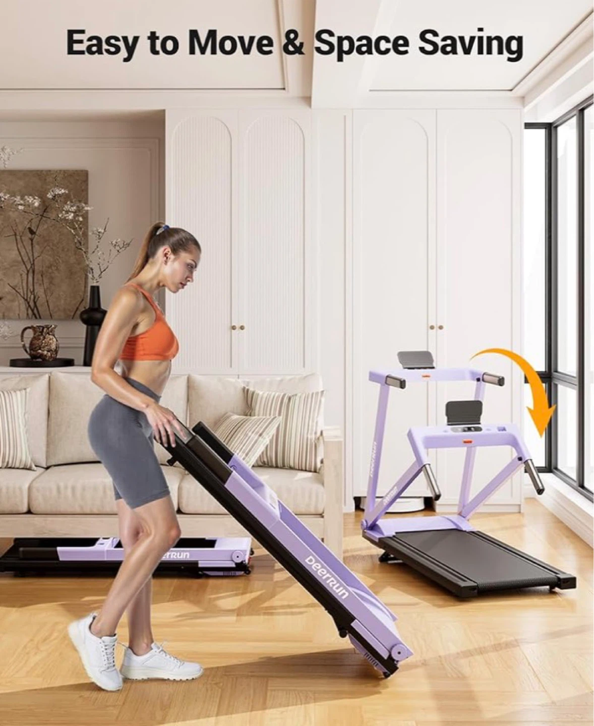 DeerRun Folding Treadmill - Purple with MAT - photo 5