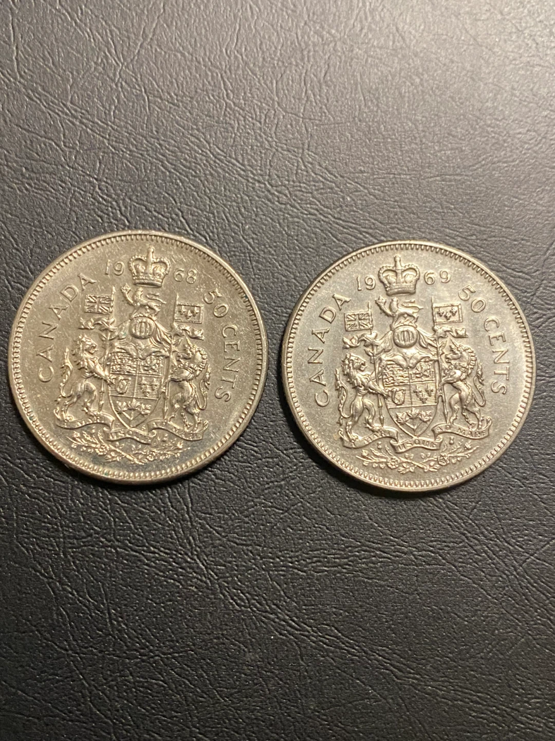 Two Canada 50 Cent Coins - 1968 & 1969