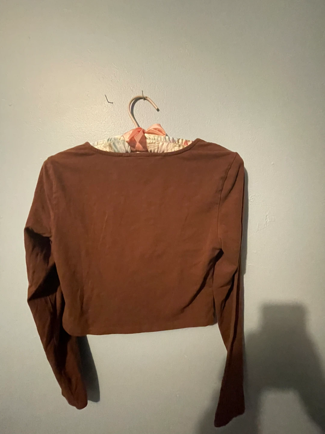 Brown Ruched Front Long Sleeve Top - photo 4