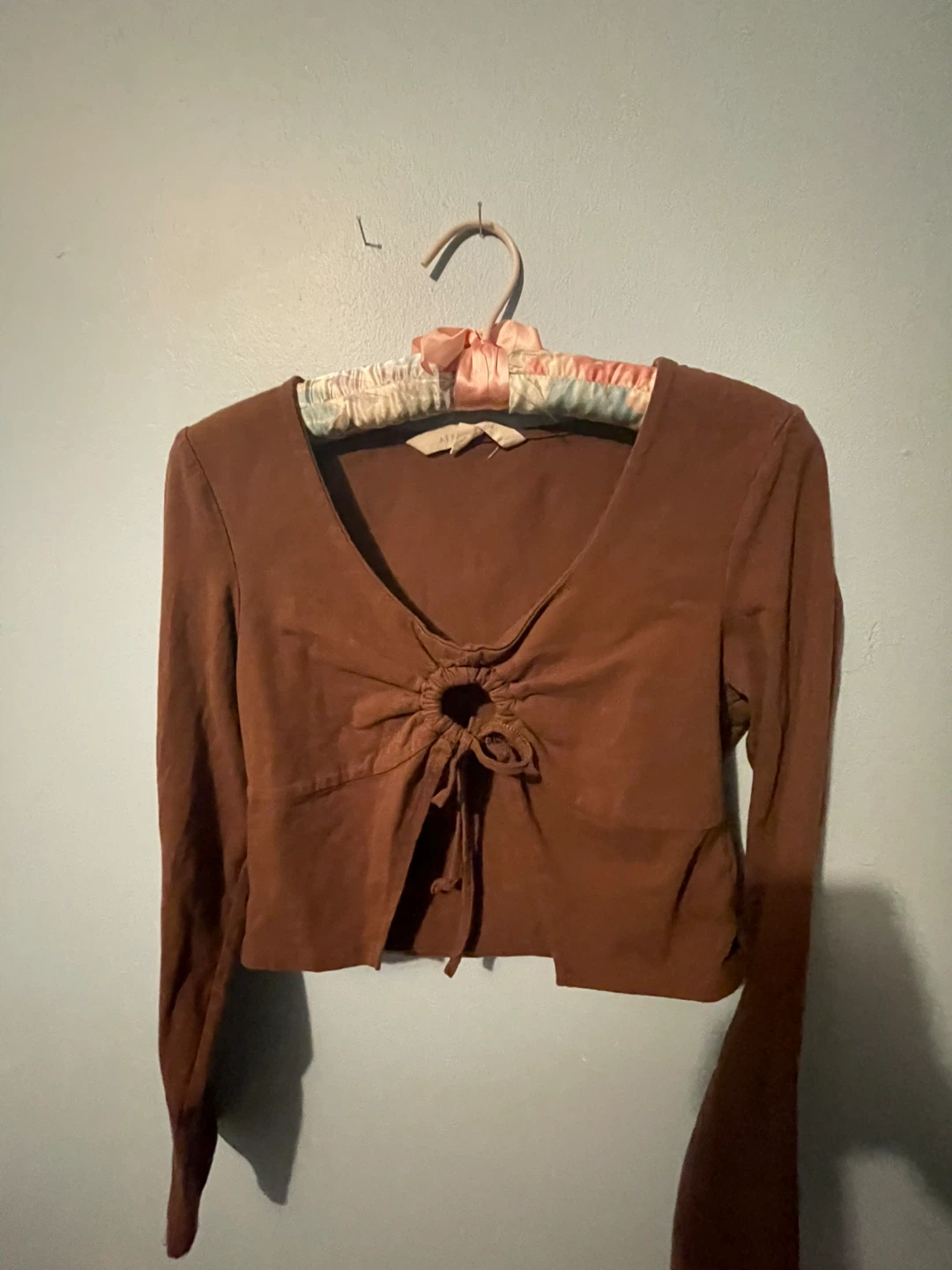Brown Ruched Front Long Sleeve Top - photo 3