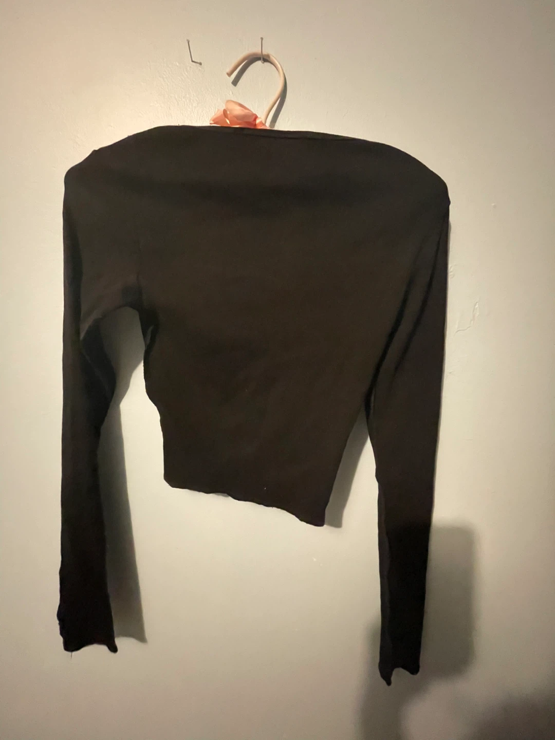 Black Long Sleeve Cropped Top m - photo 2