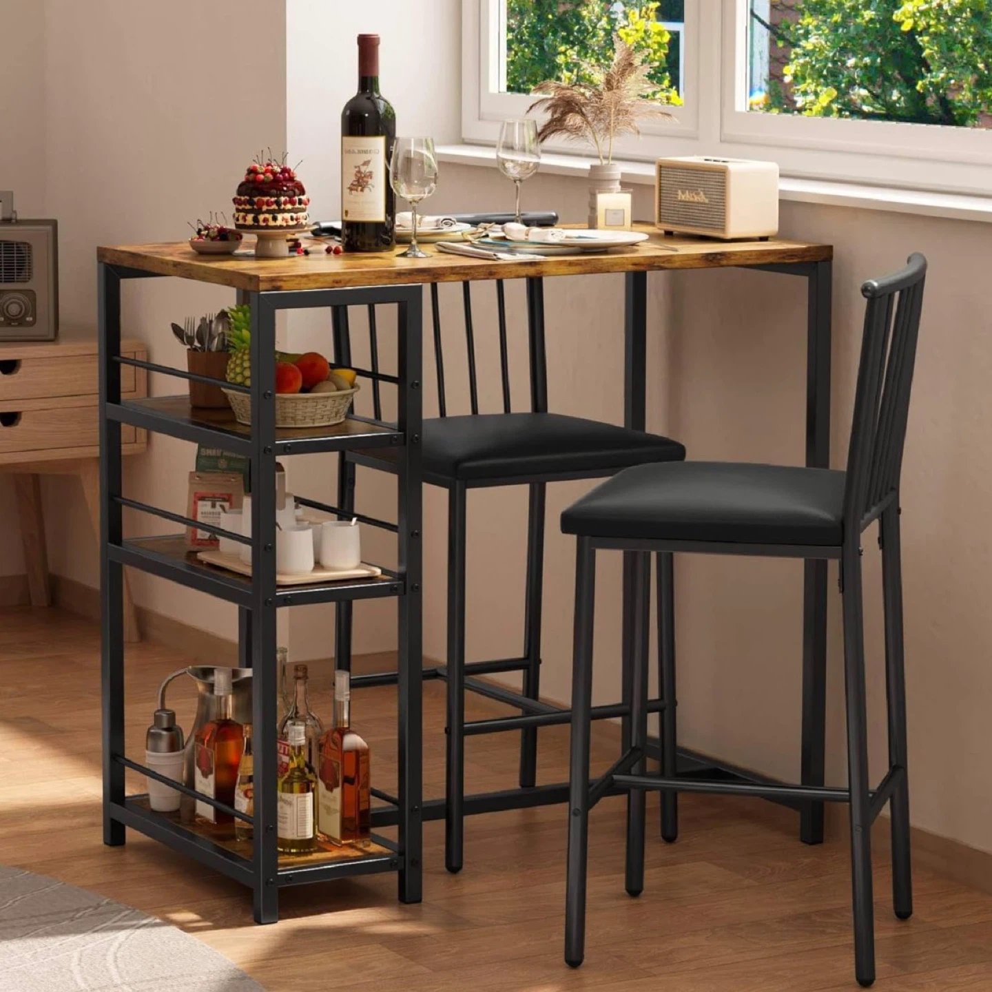 Dining Table Set for 2 + Storage Shelves - photo 3
