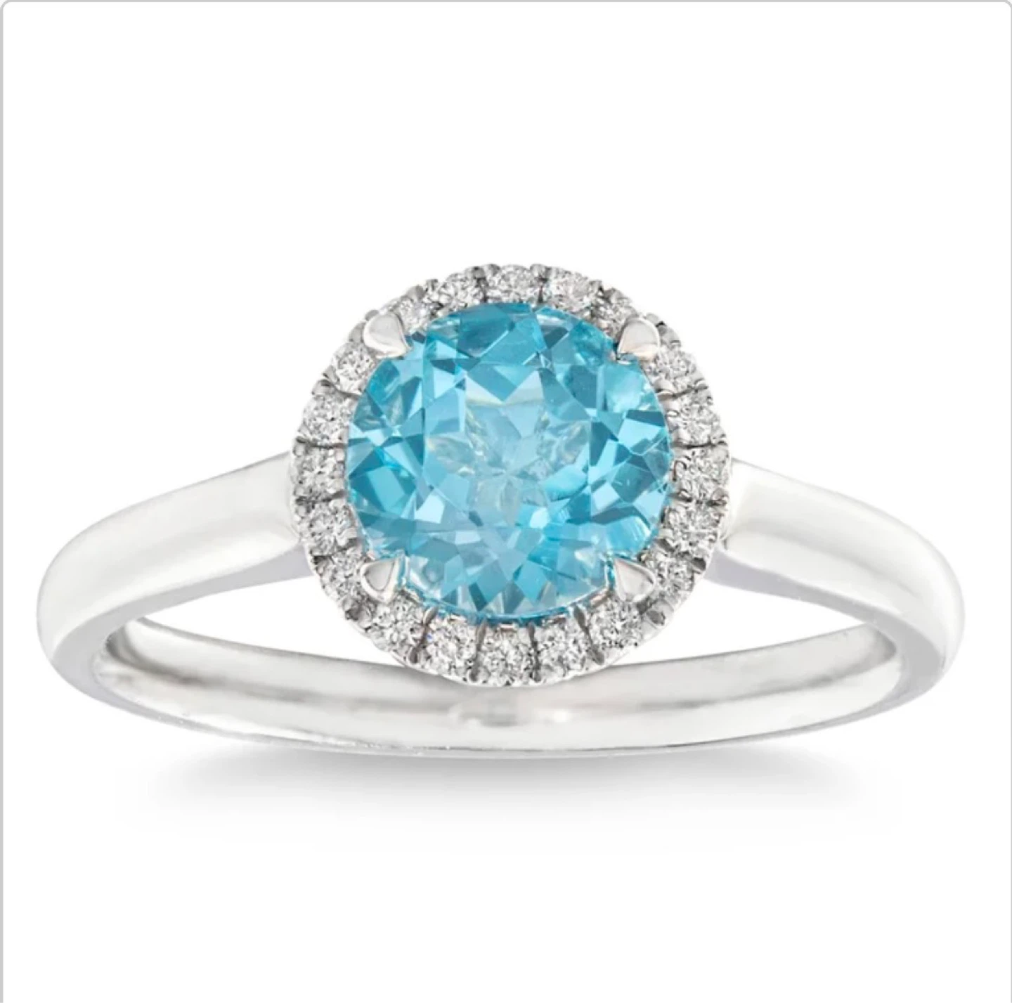 Bellman Jewelers 14K White Gold Blue Topaz and Diamond Ring