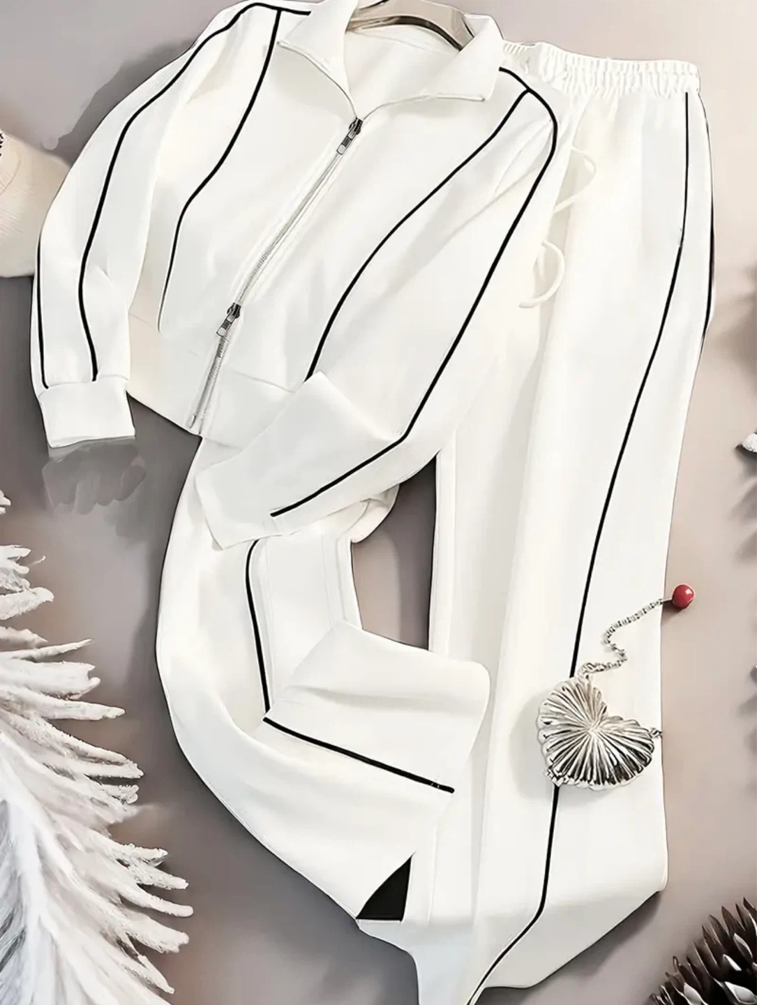 New White Tracksuit Set