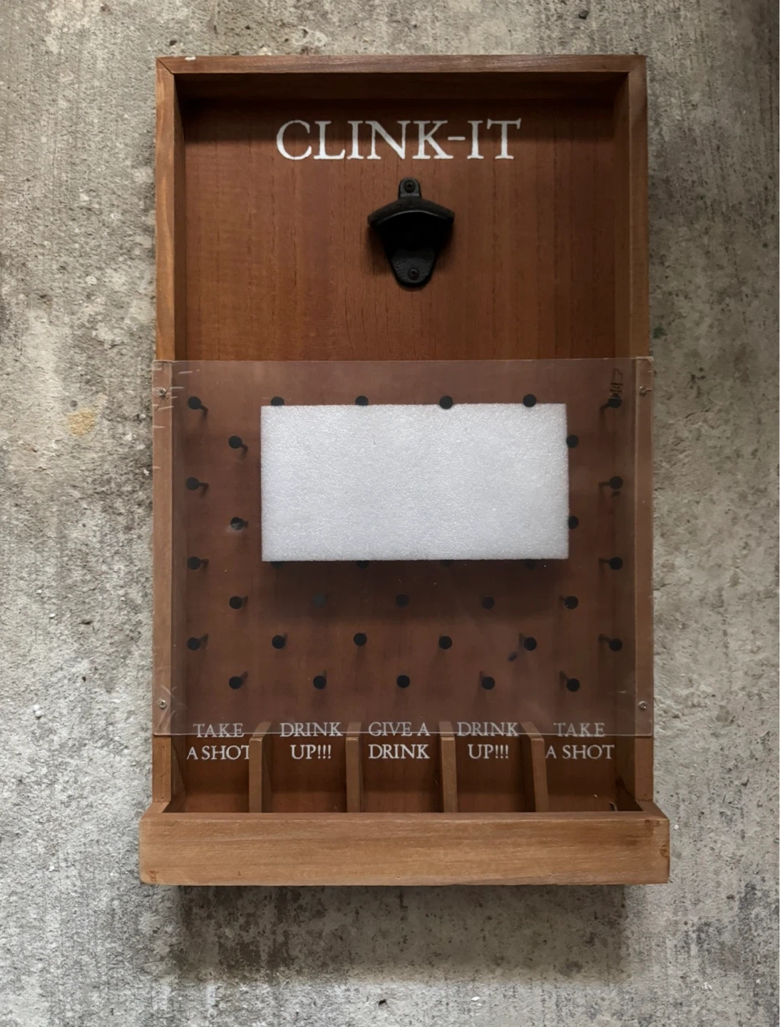 Clink-It Drinking Game Wall Organizer