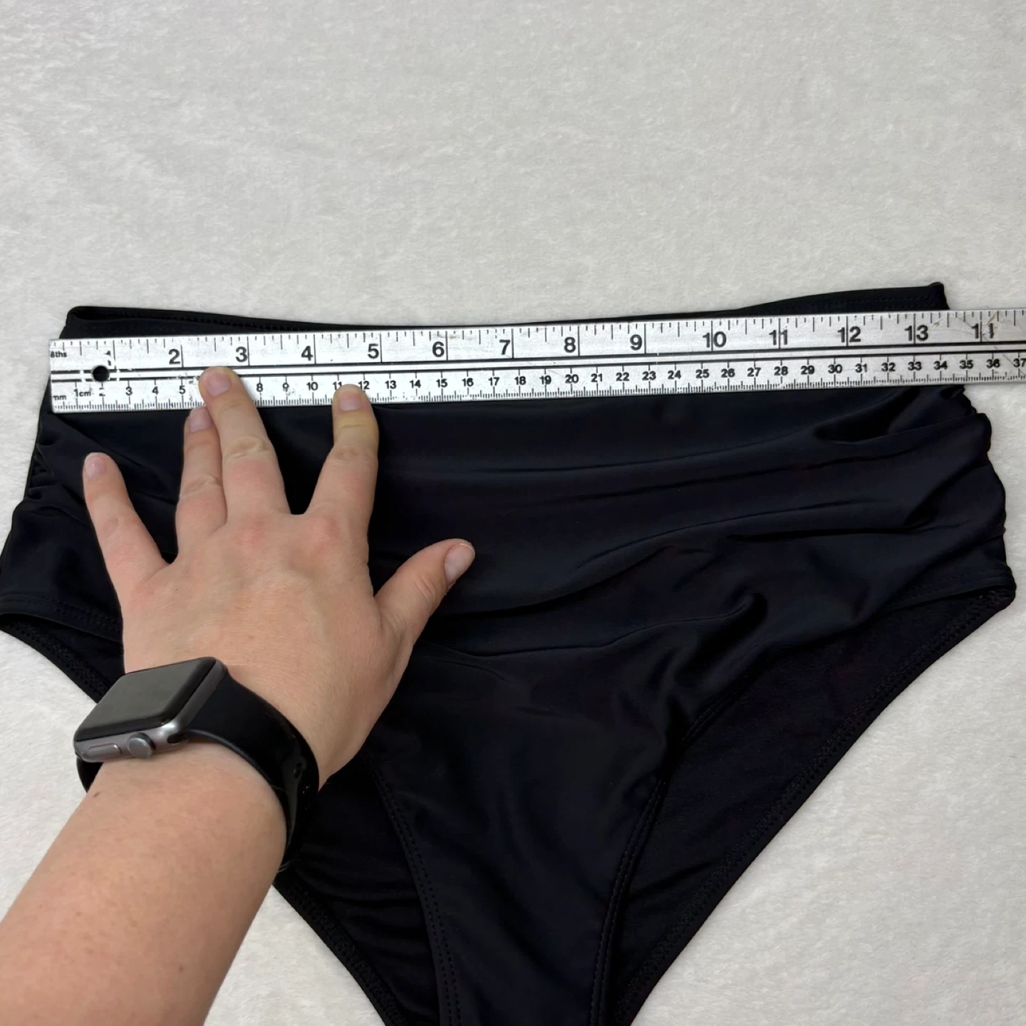 Black Mid Rise Ruched Side Bikini Swimsuit Bottoms Womens Size M - photo 3
