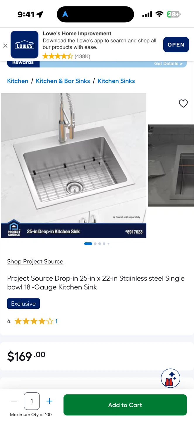 Project Source Stainless Steel Drop-in Kitchen Sink - photo 3