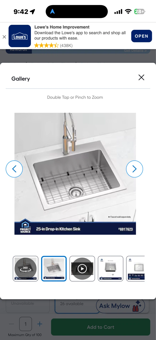 Project Source Stainless Steel Drop-in Kitchen Sink