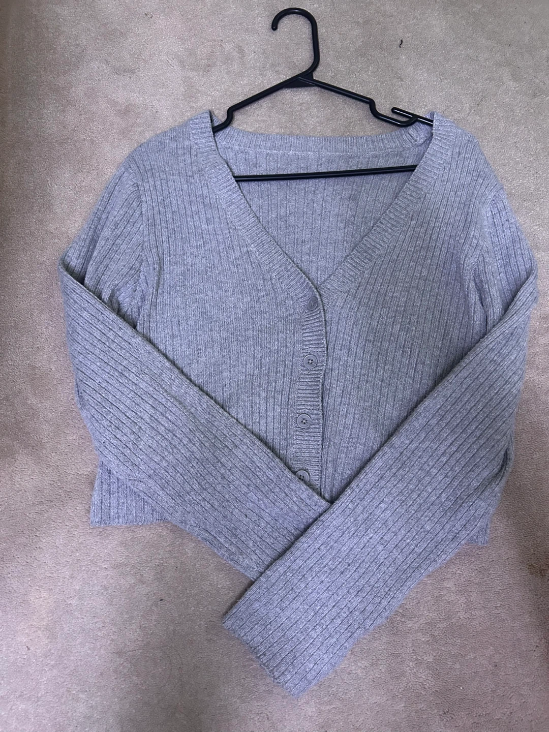 Grey Ribbed Cardigan