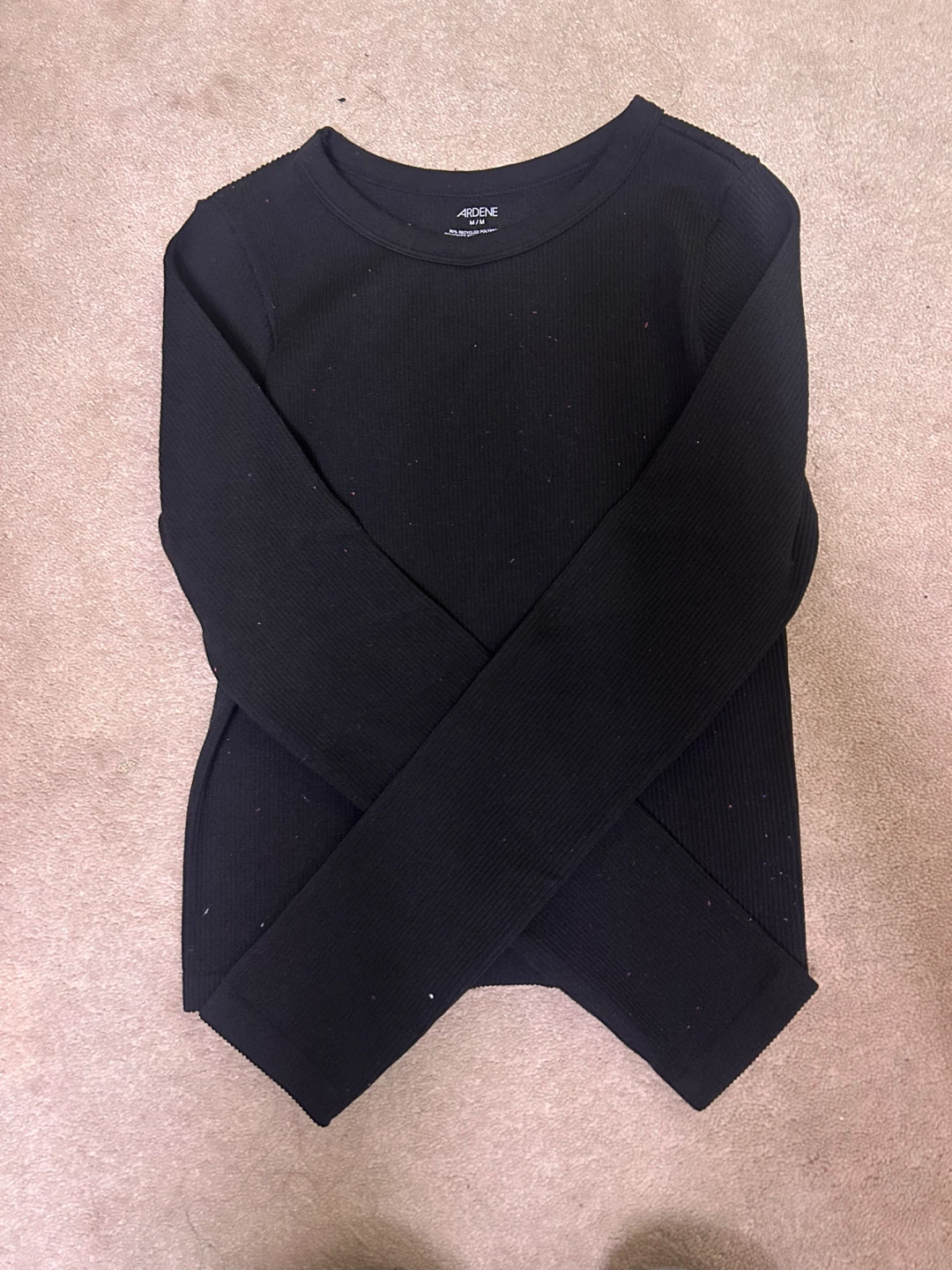 Ardene Black Ribbed Long Sleeve Top M/M