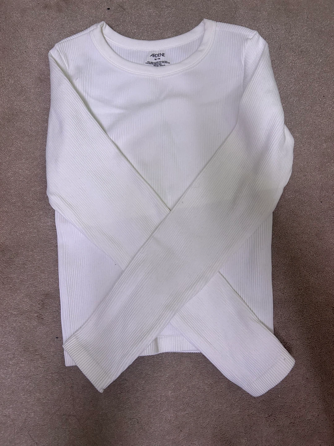 Ardene White Ribbed Long Sleeve Top M/M