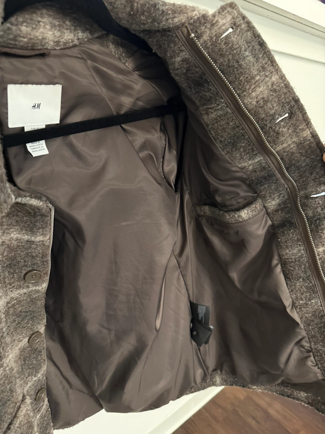 H&M Brown Plaid Winter Jacket / Coat – Size M - photo 2