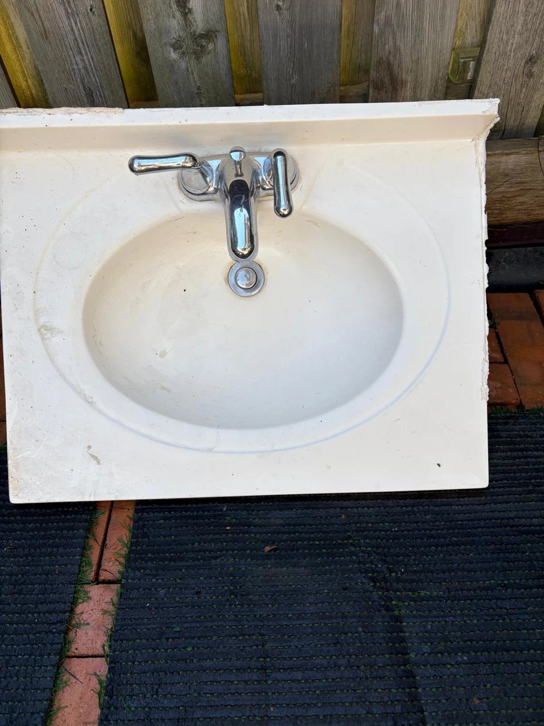 White Bathroom Sink with Faucet