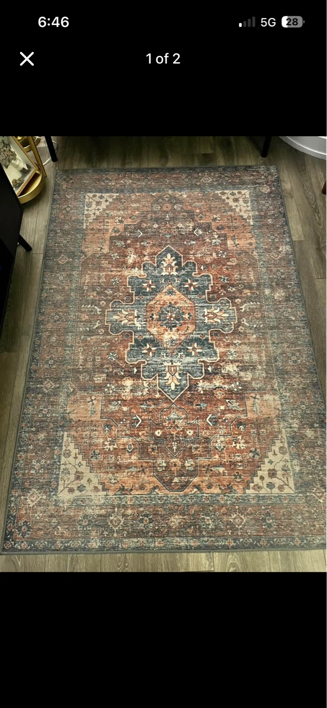 4' x 6' Rectangular Area Rug - Brick Red/Dull Teal