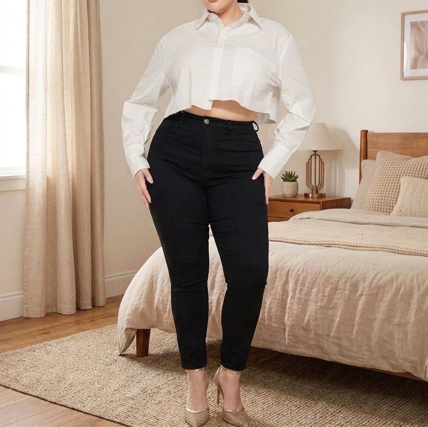 High Stretch Black Skinny Jeans – 3X Plus Size 22, 31” Inseam