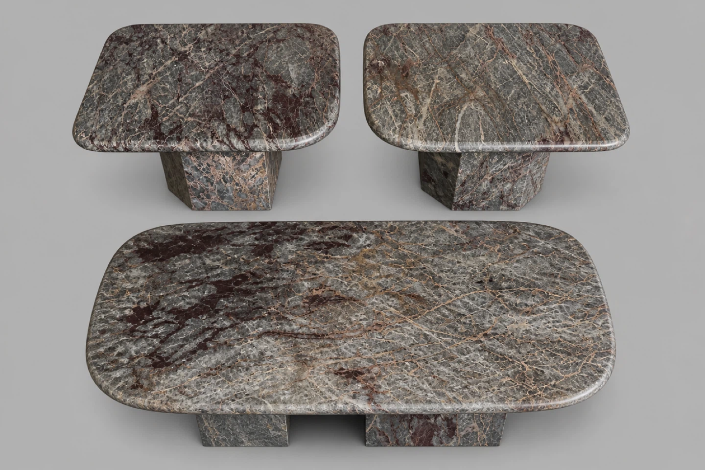 Marble Coffee Table and End Tables Set