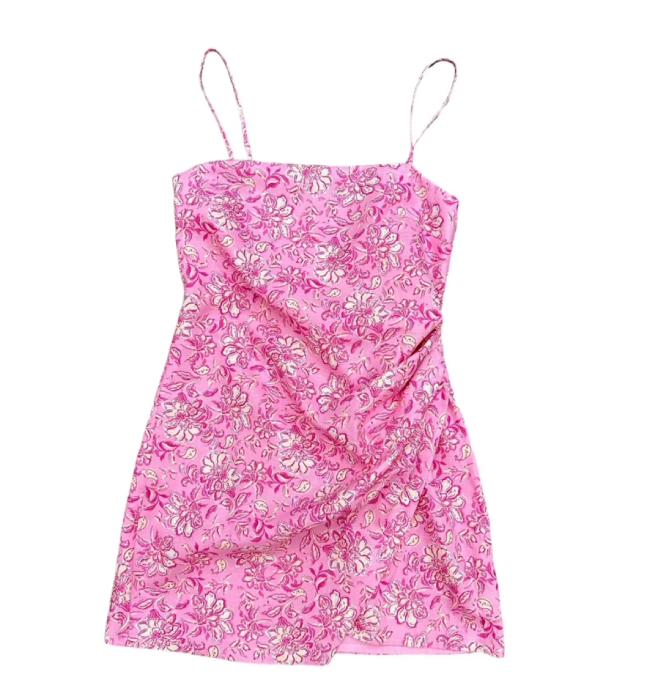 Zara Pink Floral Ruched Mini Dress - photo 2