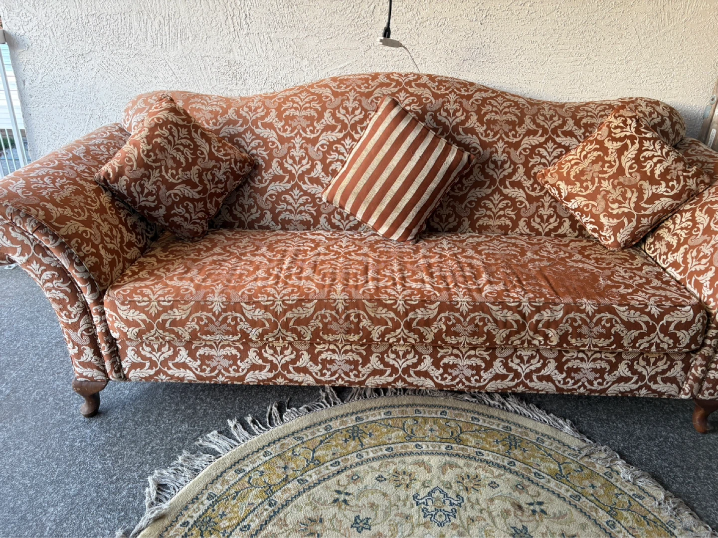 Vintage Upholstered Accent Chair with Ottoman