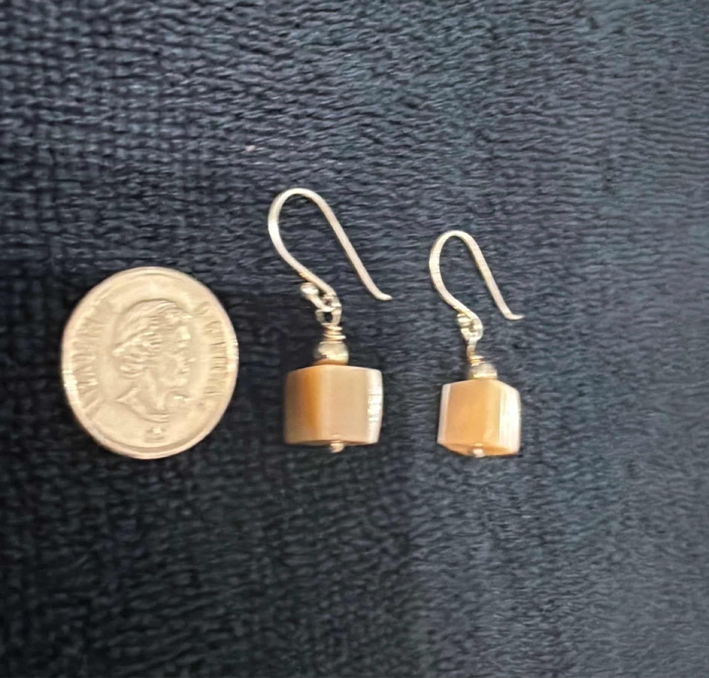Sterling Silver & Real hard cube shell Dangle Earrings